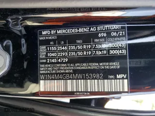 2021 Mercedes-Benz GLB with VIN W1N4M4GB4MW153982, listed as a Copart auction lot 49570455 with 31,817 mi miles and Salvage Title. Bid and sale history available at carsss.com. Image 13.