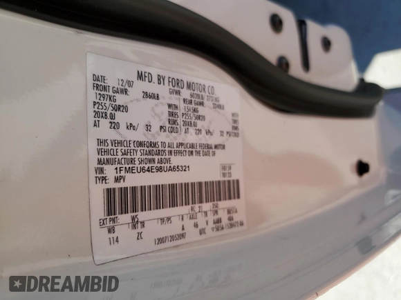 2008 Ford Explorer Eddie Bauer with VIN 1FMEU64E98UA65321, listed as a Copart auction lot 48016725 with 183,605 mi miles and Salvage Title. Bid and sale history available at carsss.com. Image 14.