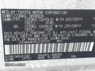 2023 Toyota Venza LE z VIN JTEAAAAH1PJ130932, wystawiony jako IAAI lot #41944972 z przebiegiem 18 870 mil mil oraz . Historia ofert i sprzedaży dostępna na DreamBid. Obrazek 9.