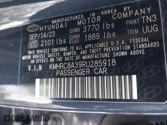 2024 Hyundai Venue SEL with VIN KMHRC8A39RU285918, listed as a IAAI auction lot 41480084 with 4,824 mi miles and . Bid and sale history available at DreamBid. Image 9.