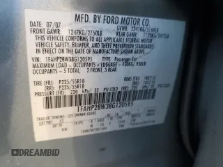 2008 Ford Taurus Limited with VIN 1FAHP28W38G120595, listed as a Copart auction lot 42279235 with 0 mi miles and Salvage Title. Bid and sale history available at carsss.com. Image 12.