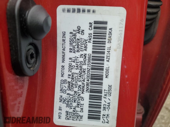 2009 Toyota Corolla XRS with VIN 1NXBE40E09Z159860, listed as a Copart auction lot 42563605 with 183,694 mi miles and Salvage Title. Bid and sale history available at carsss.com. Image 14.