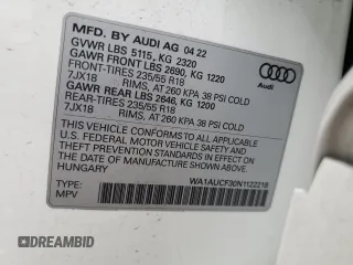 2022 Audi Q3 Premium with VIN WA1AUCF30N1122218, listed as a Copart auction lot 76286484 with 25,575 mi miles and Non Repairable. Bid and sale history available at carsss.com. Image 13.