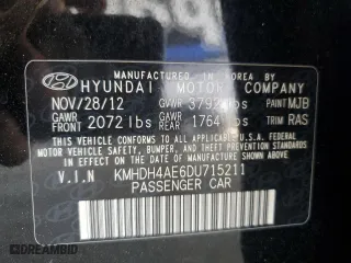 2013 Hyundai Elantra Limited with VIN KMHDH4AE6DU715211, listed as a Copart auction lot 53557905 with 197,823 mi miles and Salvage Title. Bid and sale history available at carsss.com. Image 12.