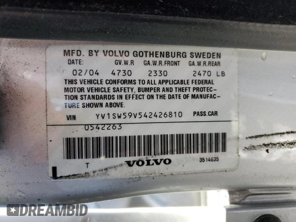 2004 Volvo V70 with VIN YV1SW59V542426810, listed as a Copart auction lot 74521824 with 156,728 mi miles and Salvage Title. Bid and sale history available at carsss.com. Image 13.