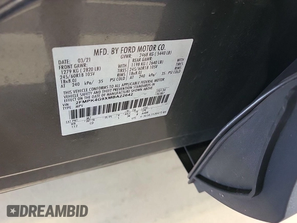 2021 Ford Edge SE с VIN 2FMPK4G9XMBA22642, выставлен на аукционе IAAI как лот 42741681 с пробегом 88 880 миль миль и . История ставок и продаж доступна на DreamBid. Изображение 14.