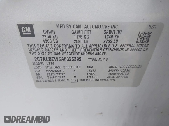 2010 GMC Terrain SLE-1 z VIN 2CTALBEW6A6326399, wystawiony jako IAAI lot #41819604 z przebiegiem 260 595 mil mil oraz . Historia ofert i sprzedaży dostępna na DreamBid. Obrazek 9.