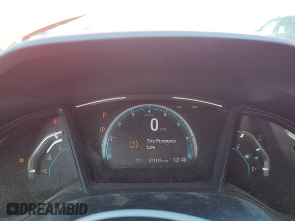 2019 Honda Civic Sedan LX with VIN 2HGFC2F62KH598469, listed as a Copart auction lot 49850515 with 74,192 mi miles and Salvage Title. Bid and sale history available at carsss.com. Image 9.
