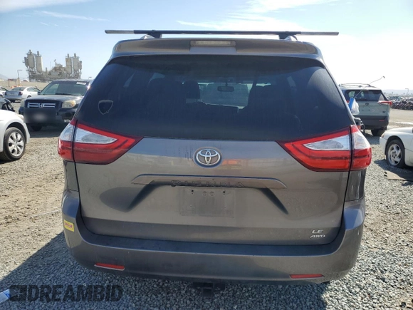 2017 Toyota Sienna LE with VIN 5TDJZ3DC0HS162025, listed as a Copart auction lot 47014305 with 192,528 mi miles and Salvage Title. Bid and sale history available at carsss.com. Image 6.