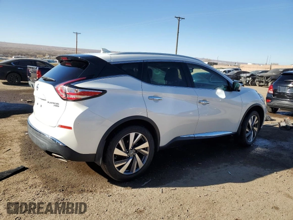 2018 Nissan Murano S with VIN 5N1AZ2MH7JN171396, listed as a Copart auction lot 42185265 with 39,602 mi miles and Salvage Title. Bid and sale history available at DreamBid. Image 3.