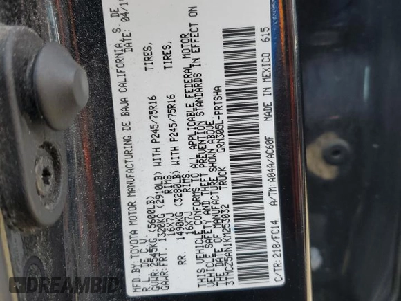 2019 Toyota Tacoma SR z VIN 3TMCZ5AN1KM253032, wystawiony jako Copart lot #52598445 z przebiegiem 69 489 mil mil oraz Szkoda całkowita • Salvage title. Historia ofert i sprzedaży dostępna na DreamBid. Obrazek 12.