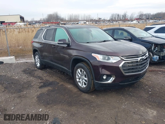 2021 Chevrolet Traverse LT Cloth with VIN 1GNEVGKW2MJ134615, listed as a IAAI auction lot 41667174 with 52,717 mi miles. Bid and sale history available at carsss.com. Image 1.