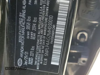 2021 Hyundai Elantra Limited with VIN 5NPLP4AG2MH030010, listed as a Copart auction lot 49038605 with 85,198 mi miles and Salvage Title. Bid and sale history available at DreamBid. Image 12.