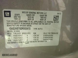 2013 GMC Yukon XL SLT with VIN 1GKS2KE70DR303872, listed as a IAAI auction lot 41659911 with 199,202 mi miles. Bid and sale history available at carsss.com. Image 9.