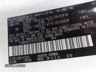 2023 Toyota Highlander Hybrid LE with VIN 5TDBBRCH1PS570363, listed as a IAAI auction lot 42436974 with Not provided miles and . Bid and sale history available at DreamBid. Image 9.
