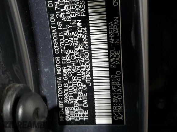 2013 Toyota Prius One with VIN JTDKN3DUXD1649944, listed as a Copart auction lot 52382095 with 233,680 mi miles and Salvage Title. Bid and sale history available at carsss.com. Image 14.