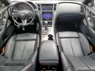 2018 Infiniti Q50 Red Sport 400 with VIN JN1FV7AP4JM460467, listed as a Copart auction lot 57075525 with 182,405 mi miles and Salvage title. Bid and sale history available at DreamBid. Image 8.
