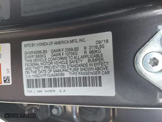2018 Honda Accord Sedan LX 1.5T with VIN 1HGCV1F10JA240389, listed as a IAAI auction lot 40430180 with 58,140 mi miles. Bid and sale history available at carsss.com. Image 9.