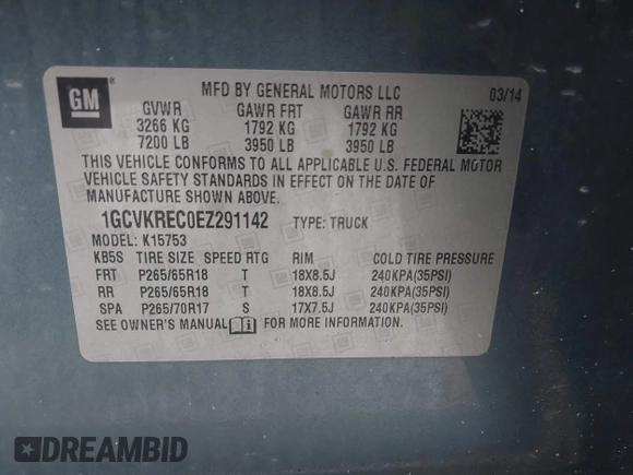 2014 Chevrolet Silverado 1500 LT with VIN 1GCVKREC0EZ291142, listed as a IAAI auction lot 41288155 with 112,384 mi miles and . Bid and sale history available at DreamBid. Image 9.