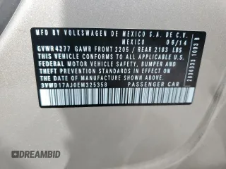2014 Volkswagen Jetta Sedan SE w/Connectivity/Sunroof PZEV with VIN 3VWD17AJ0EM325358, listed as a Copart auction lot 53003245 with 25,440 mi miles and Salvage Title. Bid and sale history available at carsss.com. Image 14.
