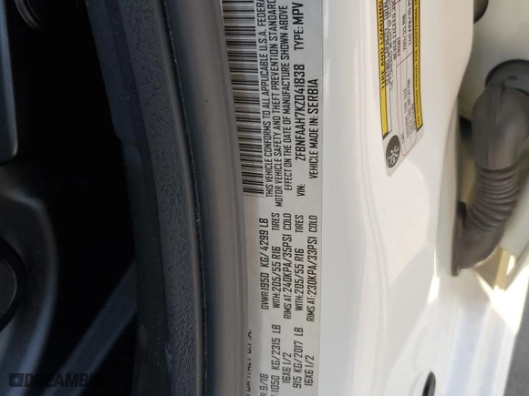 2019 FIAT 500L Pop with VIN ZFBNFAAH7KZ041838, listed as a Copart auction lot 75744204 with 64,624 mi miles and Salvage Title. Bid and sale history available at carsss.com. Image 13.