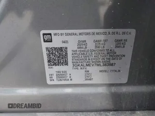 2021 GMC Terrain SLE with VIN 3GKALMEV7ML383987, listed as a IAAI auction lot 42492767 with 53,483 mi miles and . Bid and sale history available at DreamBid. Image 9.