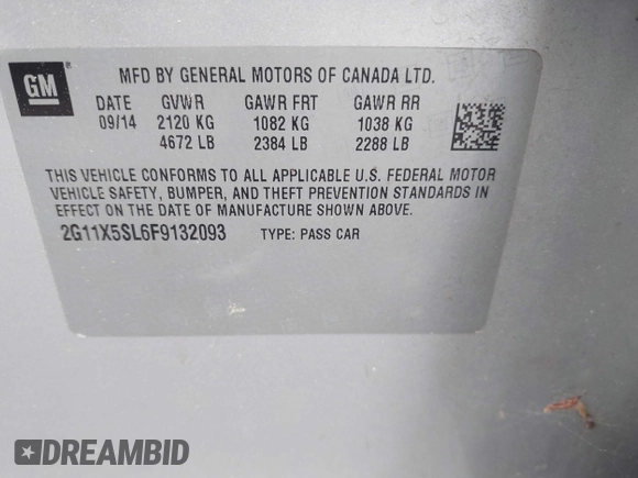 2015 Chevrolet Impala LS with VIN 2G11X5SL6F9132093, listed as a IAAI auction lot 42524881 with 324,909 mi miles and . Bid and sale history available at DreamBid. Image 9.