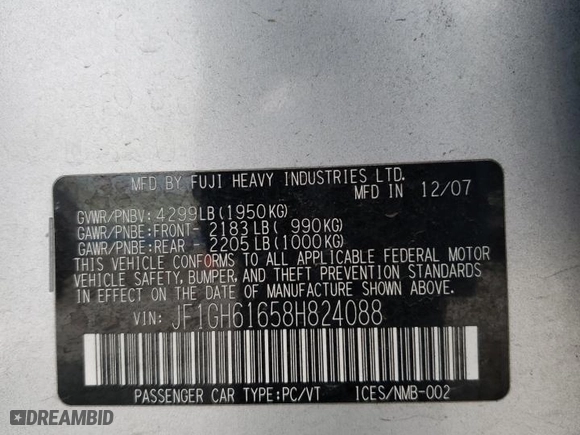 2008 Subaru Impreza Wagon (Natl) i w/Premium Pkg with VIN JF1GH61658H824088, listed as a Copart auction lot 48570945 with 135,661 mi miles and Salvage Title. Bid and sale history available at carsss.com. Image 15.