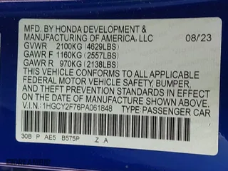 2023 Honda Accord Hybrid Sport-L with VIN 1HGCY2F76PA061848, listed as a IAAI auction lot 41881713 with 12,310 mi miles. Bid and sale history available at carsss.com. Image 9.