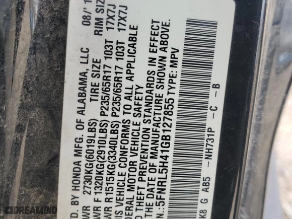 2016 Honda Odyssey EX with VIN 5FNRL5H41GB127855, listed as a Copart auction lot 53193335 with 165,537 mi miles and Salvage Title. Bid and sale history available at carsss.com. Image 15.