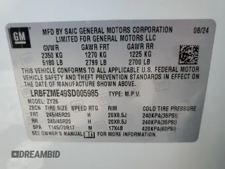 2025 Buick Envision Preferred with VIN LRBFZME49SD005985, listed as a Copart auction lot 50192235 with 555 mi miles and Salvage Title. Bid and sale history available at DreamBid. Image 15.