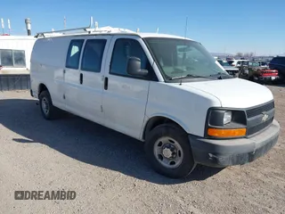 2013 Chevrolet Express Cargo Van with VIN 1GCWGGCA3D1117610, listed as a IAAI auction lot 41196391 with 201,350 mi miles. Bid and sale history available at carsss.com. Image 1.