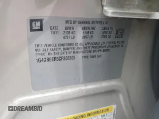 2012 Buick LaCrosse Convenience with VIN 1G4GB5ER5CF208305, listed as a Copart auction lot 70757244 with 175,163 mi miles and Clean Title. Bid and sale history available at carsss.com. Image 12.