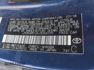 2018 Toyota Prius Two with VIN JTDKARFU4J3064739, listed as a IAAI auction lot 41918080 with 103,664 mi miles. Bid and sale history available at carsss.com. Image 9.