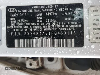 2015 Kia Optima SXL Turbo with VIN 5XXGR4A61FG460113, listed as a Copart auction lot 83694364 with 144,901 mi miles and Salvage Title. Bid and sale history available at carsss.com. Image 12.