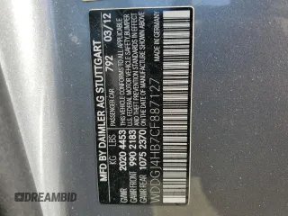 2012 Mercedes-Benz C 250 with VIN WDDGJ4HB7CF887127, listed as a Copart auction lot 62573325 with 148,176 mi miles and Salvage title. Bid and sale history available at DreamBid. Image 13.