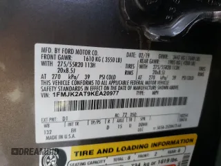 2019 Ford Expedition Max Limited z VIN 1FMJK2AT9KEA20977, wystawiony jako Copart lot #56198015 z przebiegiem 104 093 mil mil oraz Szkoda całkowita • Salvage title. Historia ofert i sprzedaży dostępna na DreamBid. Obrazek 13.