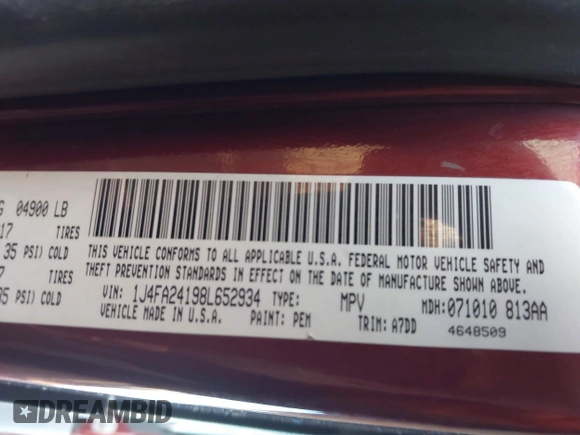 2008 Jeep Wrangler X with VIN 1J4FA24198L652934, listed as a IAAI auction lot 42573693 with 99,218 mi miles and . Bid and sale history available at DreamBid. Image 9.
