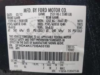 2013 Ford Edge Limited with VIN 2FMDK4KC7DBA03150, listed as a IAAI auction lot 41722457 with 200,934 mi miles. Bid and sale history available at carsss.com. Image 9.