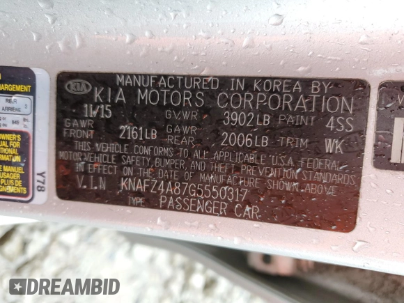 2016 Kia Forte EX z VIN KNAFZ4A87G5550317, wystawiony jako Copart lot #52009755 z przebiegiem 107 404 mil mil oraz Nie do naprawy • Non repairable. Historia ofert i sprzedaży dostępna na DreamBid. Obrazek 12.