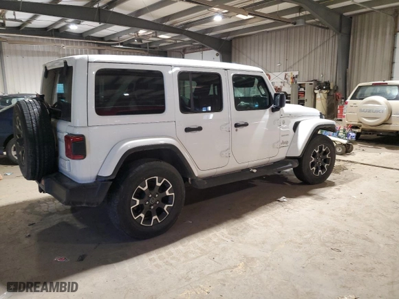 2024 Jeep Wrangler Sahara with VIN 1C4PJXEN0RW112946, listed as a Copart auction lot 42088405 with 22,595 mi miles and Salvage Title. Bid and sale history available at carsss.com. Image 3.