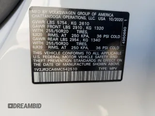 2021 Volkswagen Atlas SE with VIN 1V2JR2CA6MC542510, listed as a Copart auction lot 47224395 with 72,440 mi miles and Salvage title. Bid and sale history available at DreamBid. Image 14.