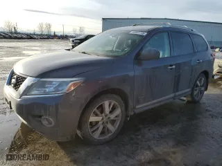 2014 Nissan Pathfinder Platinum Hybrid with VIN 5N1CR2MM7EC621829, listed as a Copart auction lot 88981715 with 173,608 mi miles and Salvage Title. Bid and sale history available at carsss.com. Image 1.