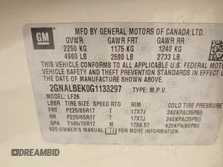 2016 Chevrolet Equinox LS with VIN 2GNALBEK0G1133297, listed as a IAAI auction lot 42032819 with 186,481 mi miles and . Bid and sale history available at carsss.com. Image 9.