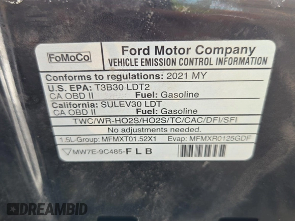2021 Ford Escape SE with VIN 1FMCU9G6XMUA48017, listed as a IAAI auction lot 42786318 with 107,770 mi miles and . Bid and sale history available at DreamBid. Image 2.
