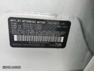 2015 Mitsubishi Mirage DE with VIN ML32A3HJ1FH046423, listed as a Copart auction lot 51739975 with 112,287 mi miles and Salvage Title. Bid and sale history available at carsss.com. Image 14.
