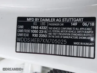 2019 Mercedes-Benz CLA with VIN WDDSJ4EB7KN705025, listed as a IAAI auction lot 40894750 with 76,000 mi miles. Bid and sale history available at carsss.com. Image 9.
