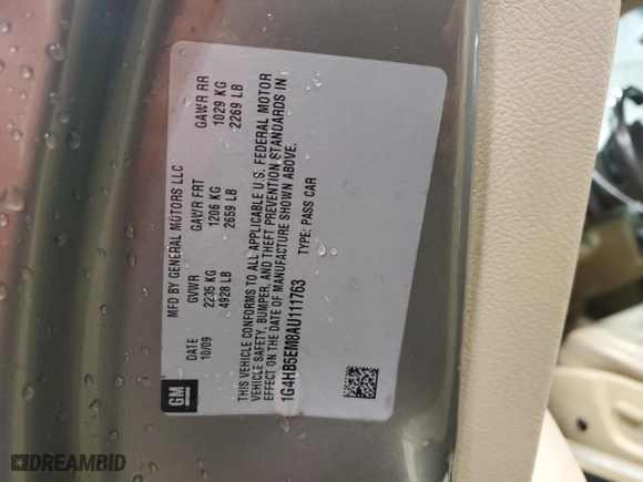 2010 Buick Lucerne CX-2 *Ltd Avail* with VIN 1G4HB5EM8AU111763, listed as a Copart auction lot 86384884 with 158,168 mi miles and Non Repairable. Bid and sale history available at carsss.com. Image 12.