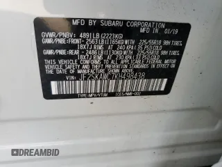 2019 Subaru Forester Touring with VIN JF2SKAWC7KH498438, listed as a Copart auction lot 61210595 with 65,754 mi miles and Salvage title. Bid and sale history available at DreamBid. Image 12.