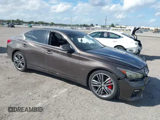 2014 Infiniti Q50 with VIN JN1BV7AP8EM679470, listed as a IAAI auction lot 41575121 with 84,880 mi miles. Bid and sale history available at carsss.com. Image 1.
